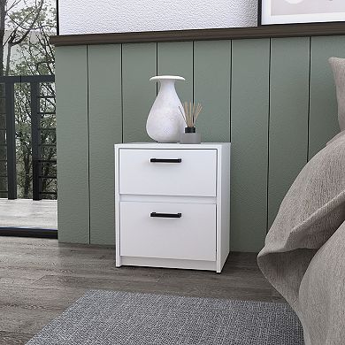 Myrtle 2 Drawers Nightstand, Bedside Table with Metal Handles