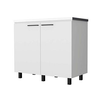 Oklahoma 2 Utility Sink & Cabinet, Interior Shelf, Stainless Steel Countertop