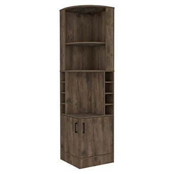 Seattle Bar Cabinet, Eight Bottle Cubbies, Two Large Open Shelves