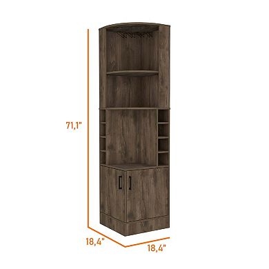 Seattle Bar Cabinet, Eight Bottle Cubbies, Two Large Open Shelves