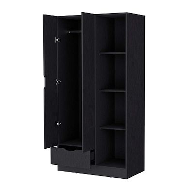Redmond Armoire with Single Drawer, 4 Storage Shelves and Hanging Rod