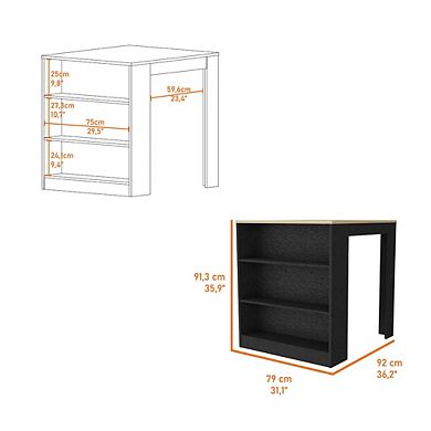 Alameda Kitchen Island, Three Drawers Concealed
