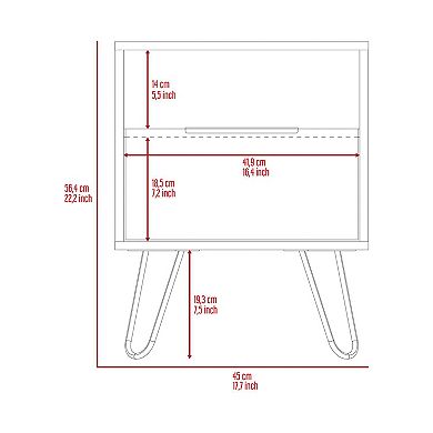 Vienna Nightstand, Shelves, Hairpin Legs