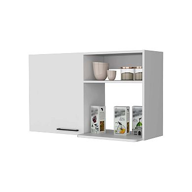 Oklahoma 2 Wall Cabinet, 2 Door Stackable Wall Mounted Storage Cabinet with 2 Side Shelf