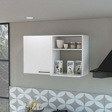 Oklahoma 2 Wall Cabinet, 2 Door Stackable Wall Mounted Storage Cabinet with 2 Side Shelf