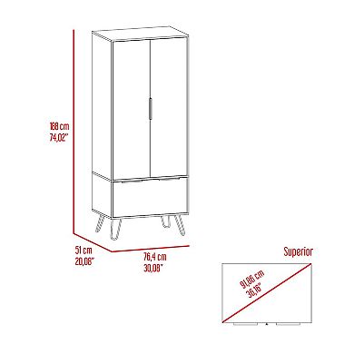 Nuvo Closet, Double Door Cabinet, One Drawer, Hairpin Legs