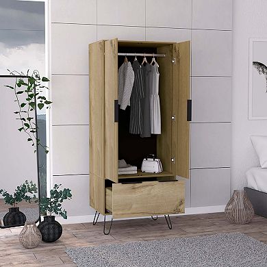 Nuvo Closet, Double Door Cabinet, One Drawer, Hairpin Legs