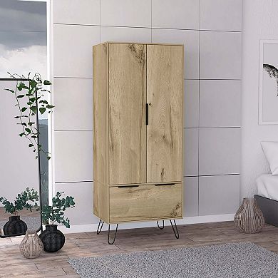 Nuvo Closet, Double Door Cabinet, One Drawer, Hairpin Legs