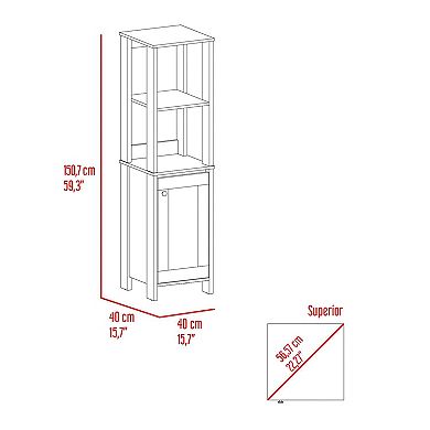 Arctic Linen Cabinet, With Four Shelves, Single Door Cabinet