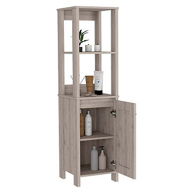 Arctic Linen Cabinet, With Four Shelves, Single Door Cabinet