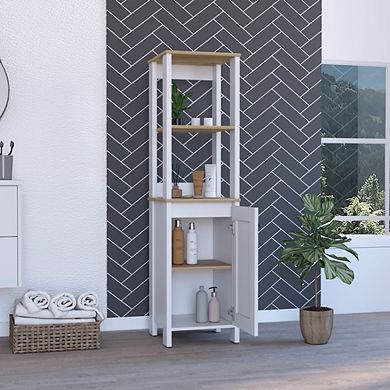 Arctic Linen Cabinet, With Four Shelves, Single Door Cabinet