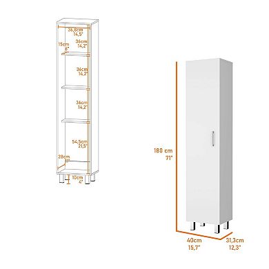 Clarno Tall Storage Cabinet, Single Door with Broom Hangers