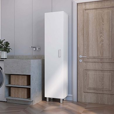 Clarno Tall Storage Cabinet, Single Door with Broom Hangers