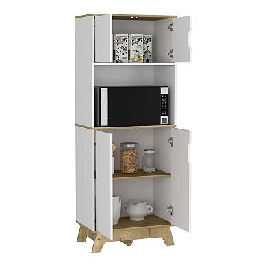 Brussel Microwave Pantry Cabinet, Top Double Door Cabinet, Countertop Surface