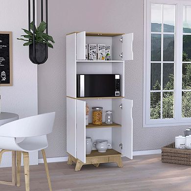 Brussel Microwave Pantry Cabinet, Top Double Door Cabinet, Countertop Surface