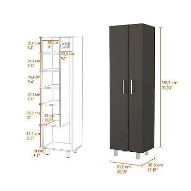 Norway Broom Closet Pantry, Five Shelves, Double Door Cabinet