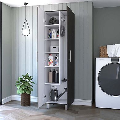 Norway Broom Closet Pantry, Five Shelves, Double Door Cabinet