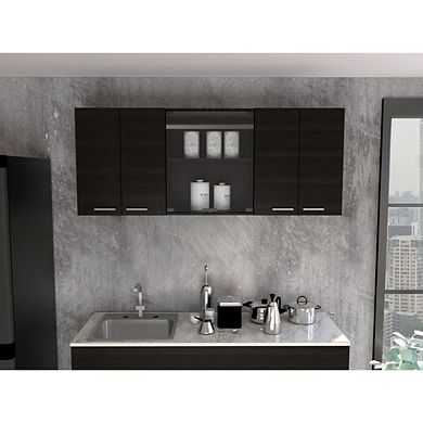 Yuma 150" Wall Cabinet, Two Close Cabinets, Two Open Shelves