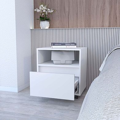 Duncan Nightstand, Top Open Shelf, 1 Drawer