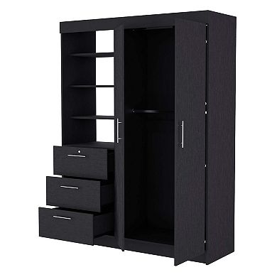 Tempe 3 Drawers Armoire, 3-Tier Shelf, 2-Door
