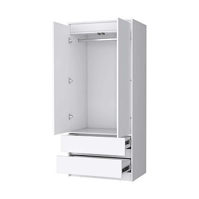 Avra 2 Drawers Armoire, 2-Door, Hanging Rod