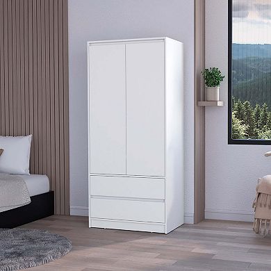 Avra 2 Drawers Armoire, 2-Door, Hanging Rod