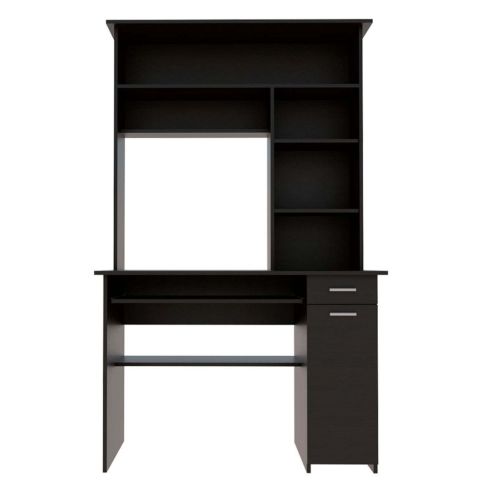 Weston Two Writing Computer Desk, Hutch, Single Drawer and Cabinet, Six ...