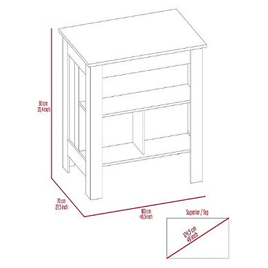 Brooklyn Kitchen Island, Three Concealed Shelves