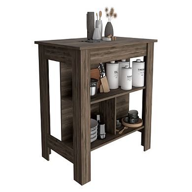 Brooklyn Kitchen Island, Three Concealed Shelves