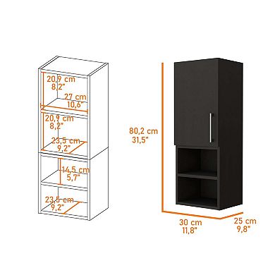 Praia Medicine Cabinet, Four Shelves Single Door Cabinet, Metal Handle