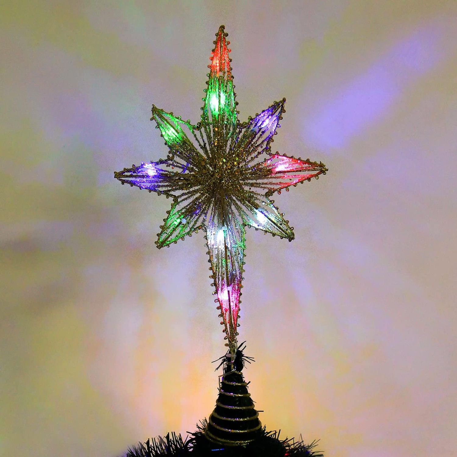 Twinkle Star Lighted Christmas Tree Topper, Star Treetop With 10 Led ...