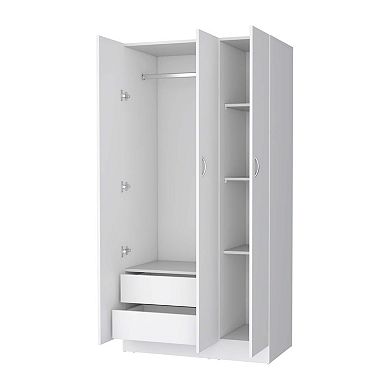 Casper Wardrobe with 2-Drawers, Hanging Rod and 3-Doors