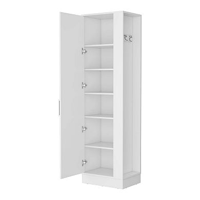 Nampa Storage Cabinet, Single Door, Broom Hangers ,White