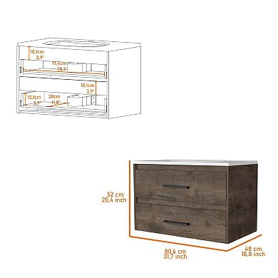 Maine Bathroom Vanity Wall Mounted with 2-Drawers