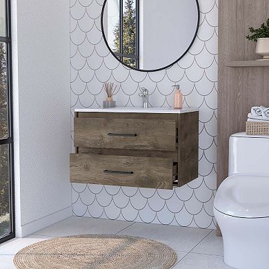 Maine Bathroom Vanity Wall Mounted with 2-Drawers