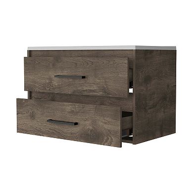 Maine Bathroom Vanity Wall Mounted with 2-Drawers