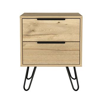 Nuvo 2 Nightstand,Two Drawers, Hairpin Legs