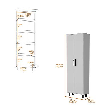 Oklahoma Tall Pantry Cabinet, Cupboard Storage Organizer with 5-Shelf