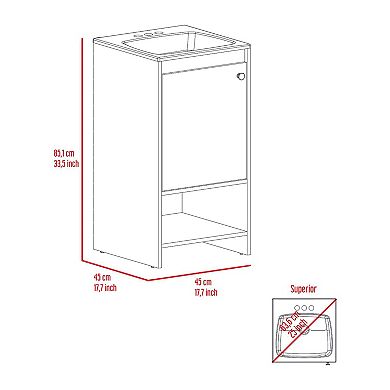 Chariot Free Standing Vanity Cabinet, One Open shelf