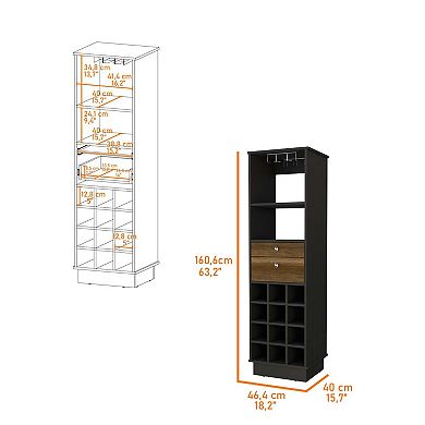 Hype Bar Cabinet, Twelve Built-in Wine Rack, Two Drawers, One Shelf