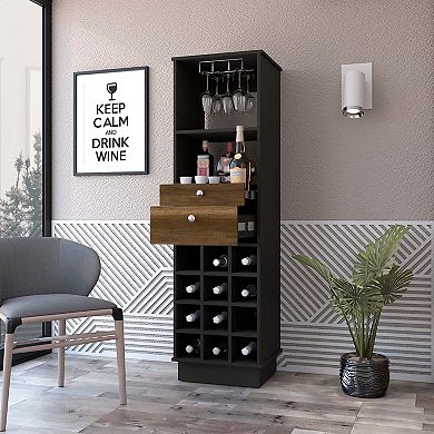Hype Bar Cabinet, Twelve Built-in Wine Rack, Two Drawers, One Shelf