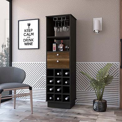 Hype Bar Cabinet, Twelve Built-in Wine Rack, Two Drawers, One Shelf