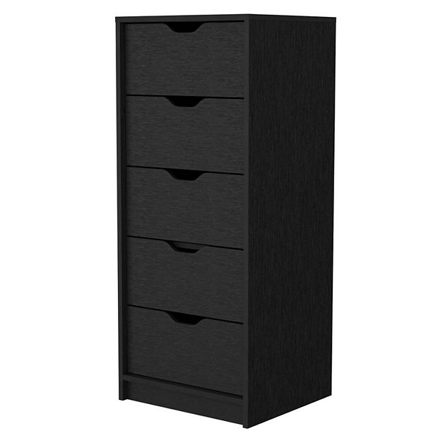Dillon 5 Narrow Drawer Dresser, Tall Chest of Drawers Black