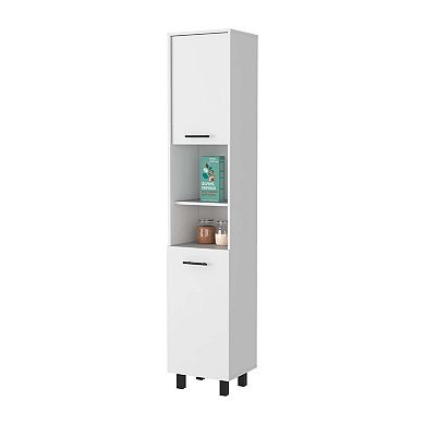 Sheffield 2-Door Pantry Cabinet, with Two 2-Cabinet Spaces and Two Open Shelves