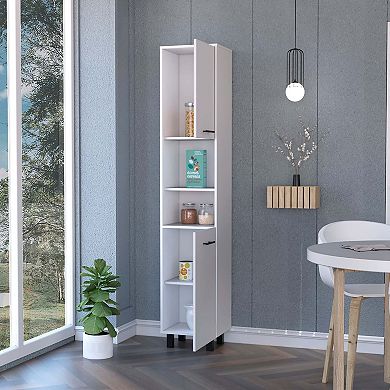 Sheffield 2-Door Pantry Cabinet, with Two 2-Cabinet Spaces and Two Open Shelves