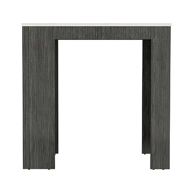 Harlan Kitchen Island, Counter Height Table Top With 3-side Shelf