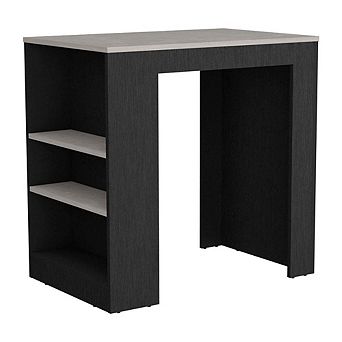 Harlan Kitchen Island, Counter Height Table Top With 3-side Shelf