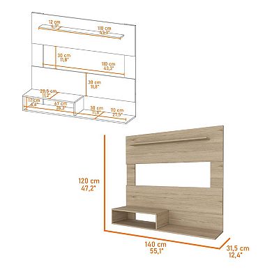 Cabos Floating Entertainment Center For TV´s up 55", One Upper Shelf, Two Shelves