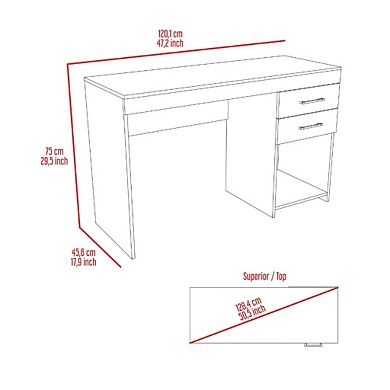 Austin Writing Computer Desk, Two Drawers,  One Cabinet