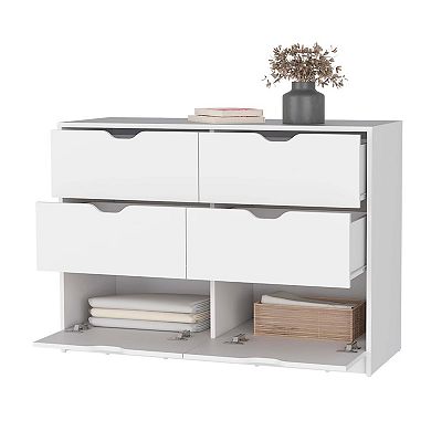 Dillon 4 Drawers Dresser, Chest of Drawers with 2 Cabinets